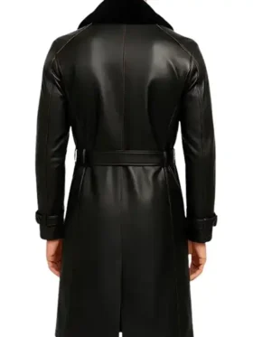 Men’s Black Shearling Leather Jacket Back Look