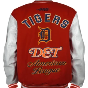 Men's Detroit Tigers American League Red and White Varsity Jacket