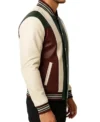Men’s Green Maroon and Cream Varsity Jacket