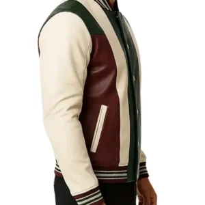 Men’s Green Maroon and Cream Varsity Jacket