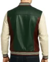 Men’s Green Maroon and Cream Varsity Jacket Back Look