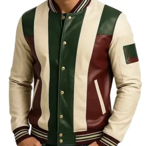 Men’s Green Maroon and Cream Varsity Jacket