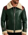 Men’s Green Shearling Leather Christmas Jacket