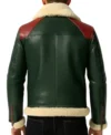 Men’s Green Shearling Leather Christmas Jacket Back look