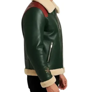 Men’s Green Shearling Leather Christmas Jacket