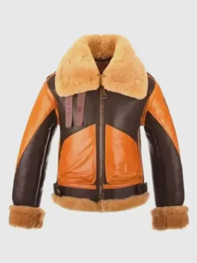 Men's RAF B3 Aviator Brown Shearling Jacket Front Look