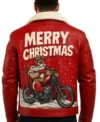 Men’s Red Shearling Leather Jacket Christmas Adition back look
