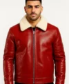 Men’s Red Shearling Leather Jacket