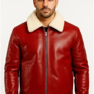 Men’s Red Shearling Leather Jacket