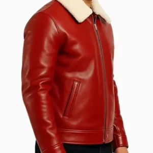 Men’s Red Shearling Leather Jacket