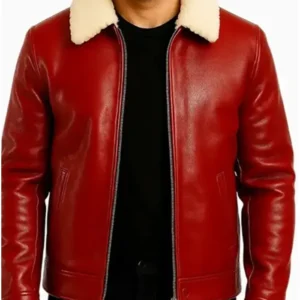 Men’s Red Shearling Leather Jacket