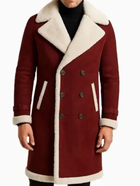 Men’s Red Shearling Long Coat Front Look