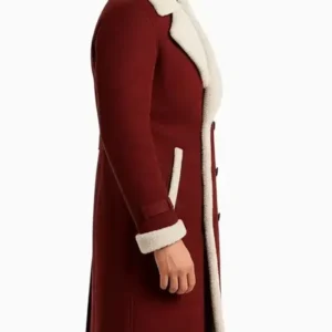 Men’s Red Shearling Long Coat Side Look