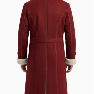 Men’s Red Shearling Long Coat Back Look