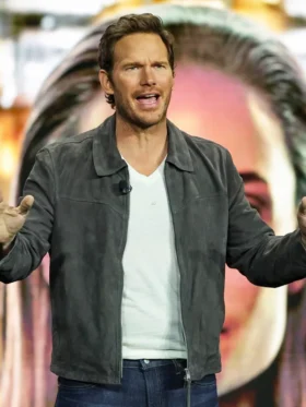 Mercy Chris Pratt Grey Suede Leather Jacket Side