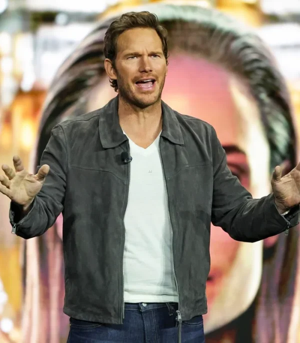 Mercy Chris Pratt Grey Suede Leather Jacket Side