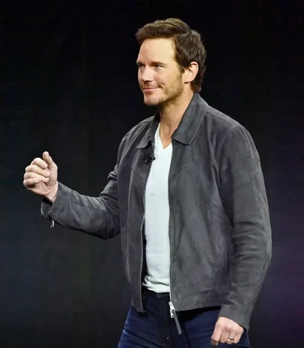 Mercy Chris Pratt Grey Suede Leather Jacket Front