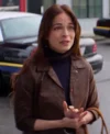 Murder in a Small Town S02 Kristin Kreuk Brown Leather Jacket Side