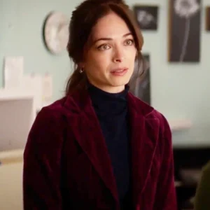 Murder in a Small Town S02 Kristin Kreuk Maroon Velvet Blazer