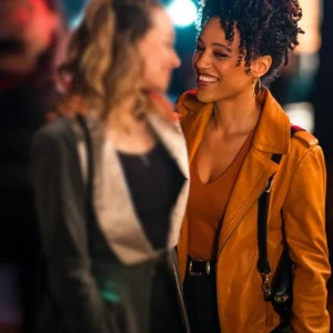 Murder in a Small Town S02 Laila Jackson Leather Jacket Front