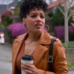 Murder in a Small Town S02 Laila Jackson Brown Leather Jacket