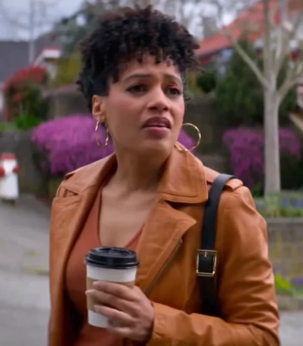 Murder in a Small Town S02 Laila Jackson Brown Leather Jacket