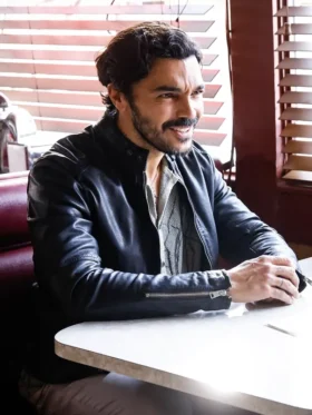 NCIS S23 Shalim Ortiz Black Leather Jacket Front