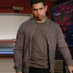 NCIS S23 Wilmer Valderrama Grey Bomber Jacket Front