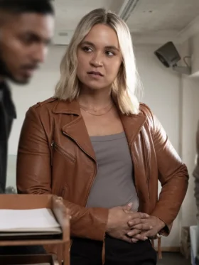 NCIS Sydney S02 Tuuli Narkle Brown Leather Jacket Side