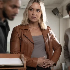 NCIS Sydney S02 Tuuli Narkle Brown Leather Jacket Side