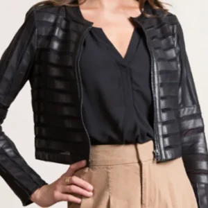 NCIS Tony and Ziva S01 Amita Suman Striped Leather Jacket