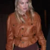 NYC 2025 Kate Hudson Brown Leather Jacket