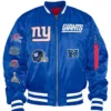 New York Giants Blue Bomber MA-1 Jacket Back