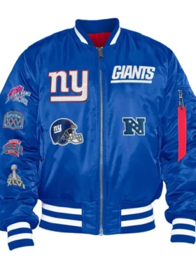 New York Giants Blue Bomber MA-1 Jacket Back