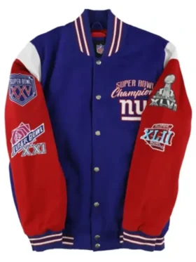 New York Giants Super Bowl Varsity Jacket Front Look