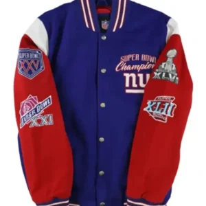 New York Giants Super Bowl Varsity Jacket Front Look