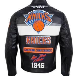 New York Knicks Black Moto Leather Jacket