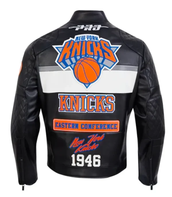New York Knicks Black Moto Leather Jacket
