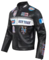 New York Mets Black Leather Jacket Back