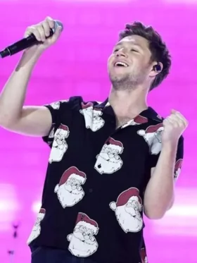 Niall Horan Santa Claus Printed Shirt Front Look