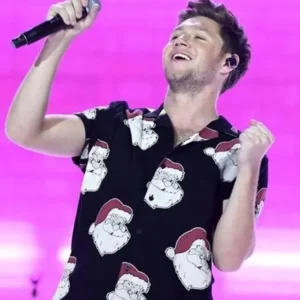 Niall Horan Santa Claus Printed Shirt Front Look