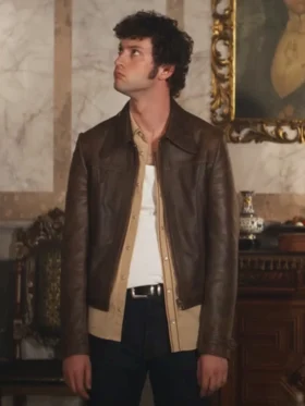 Now You See Me 3 Dominic Sessa Brown Leather Jacket Side