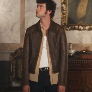 Now You See Me 3 Dominic Sessa Brown Leather Jacket Side