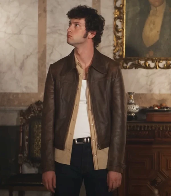 Now You See Me 3 Dominic Sessa Brown Leather Jacket Side