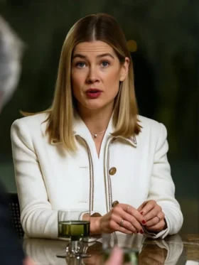 Now You See Me 3 Rosamund Pike White Jacket Front