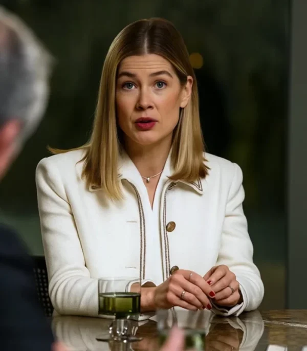 Now You See Me 3 Rosamund Pike White Jacket Front