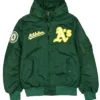 Oakland Athletics Historic L-2B Green Hooded Bomber Jacket Back