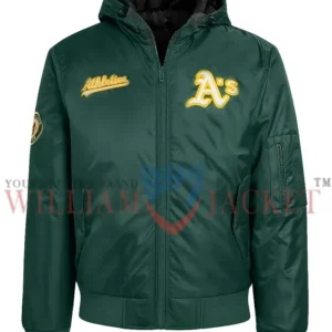 Oakland Athletics Historic L-2B Green Hooded Bomber Jacket front