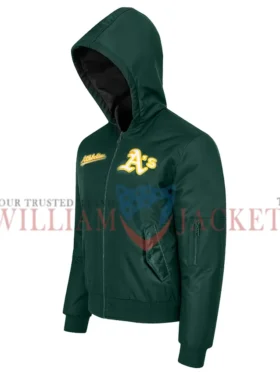 Oakland Athletics Historic L-2B Green Hooded Bomber Jacket left