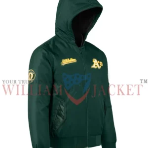 Oakland Athletics Historic L-2B Green Hooded Bomber Jacket right